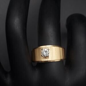 Solitare 14K HGE Cubic Zirconia Ring Size 8 Engagement Costume JEwelry